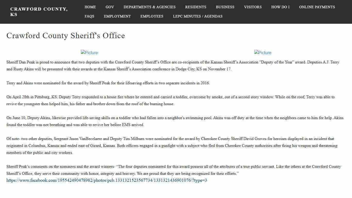 Sheriff News - CRAWFORD COUNTY, KS